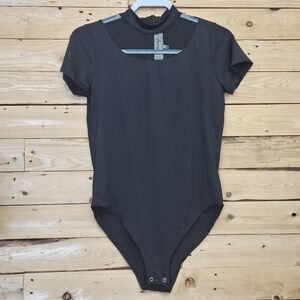 Kendall & Kylie‎ BlackBodysuit Top Mesh Panel